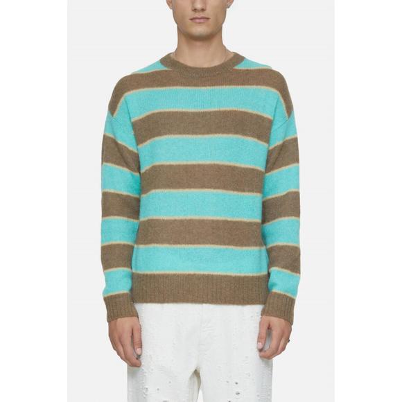 NEW CLOSED crew neck striped jumper in glazed green
